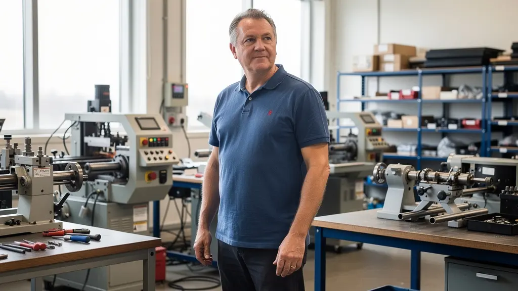 Propriétaire de PME québécoise observant son atelier de fabrication